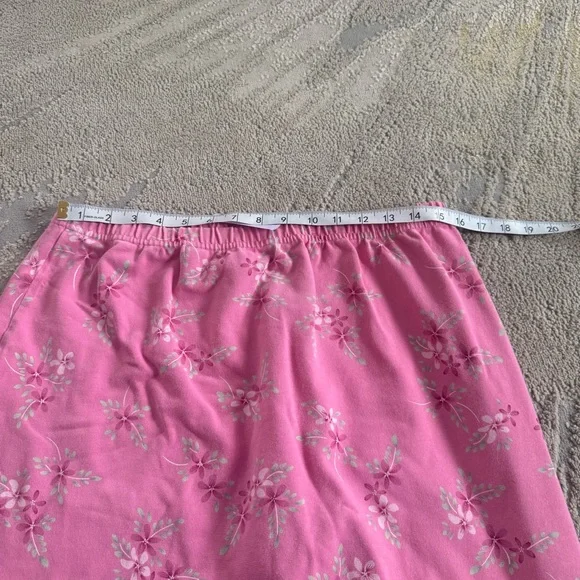 LL Bean pink floral mini skirt pull on stretchy waist large petite - Picture 4 of 5
